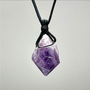 Amethyst Big Oversized Crystal Pendant Necklace